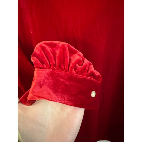 NWT! 1. State Red Long Sleeve Button VNeck Velvet Blouse - Picture 8 of 10